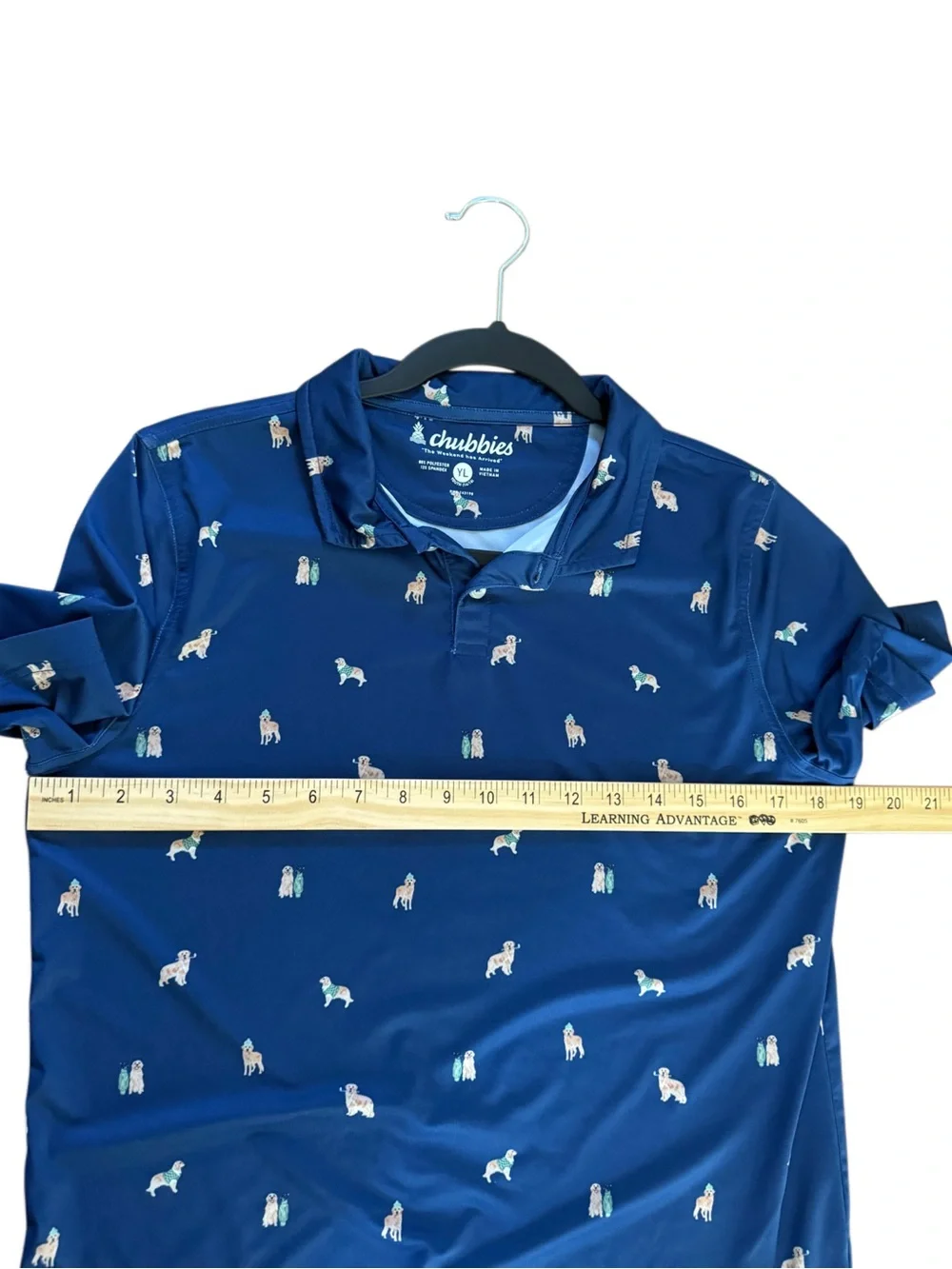 Chubbies Performance Golf Polo Novelty Dog Print Lightweight Stretch 14/16